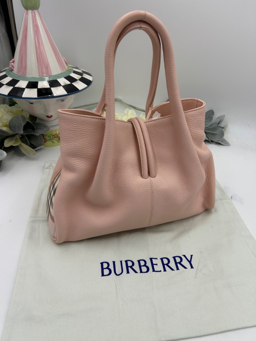 ***************Women’s Burberry London Pink Calfskin Leather Small Loop Tote Bag - Picture 7 of 15